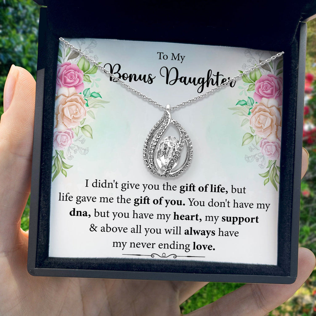 To My Bonus Daughter - You Have My Heart - Orbital Birdcage Necklace-1