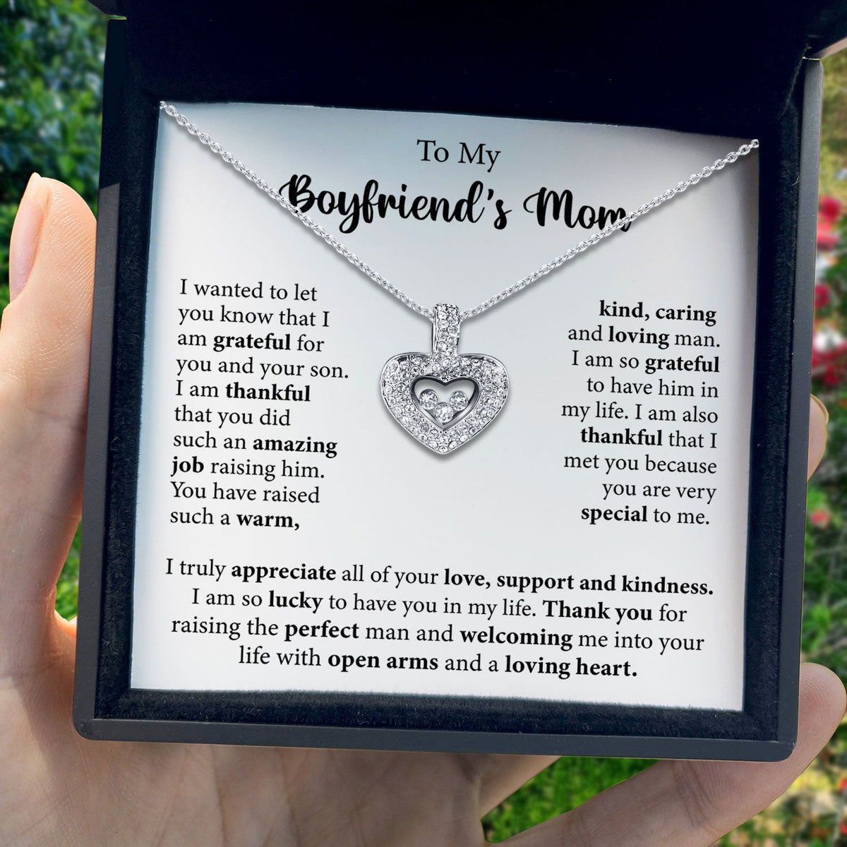 To My Boyfriend's Mom - You Did Such An Amazing Job Raising Him - Tryndi Floating Heart Necklace-1