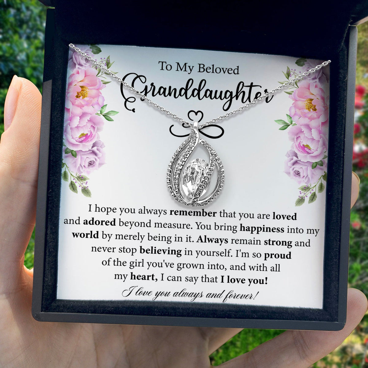 To My Beloved Granddaughter - I Love You Always & Forever - Orbital Birdcage Necklace-1