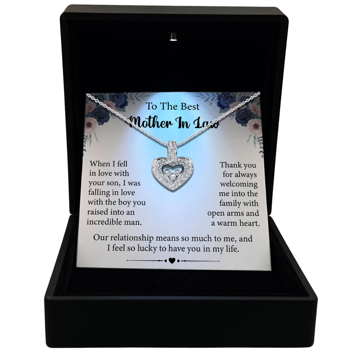 TRYNDI™ To My Best Mother-in-Law Floating Heart Necklace With Authentic Swarovski Crystals-0