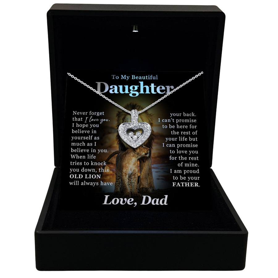 TRYNDI™ To My Beautiful Daughter Floating Heart Necklace With Authentic Swarovski Crystals
