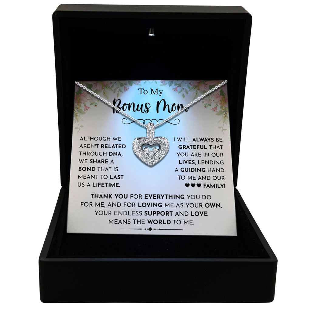TRYNDI™ My Bonus Mom Floating Heart Necklace With Authentic Swarovski Crystals-0