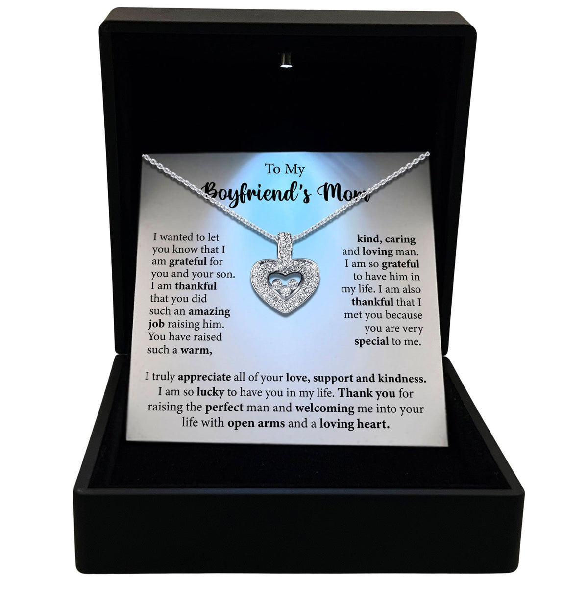 To My Boyfriend's Mom - You Did Such An Amazing Job Raising Him - Tryndi Floating Heart Necklace-0