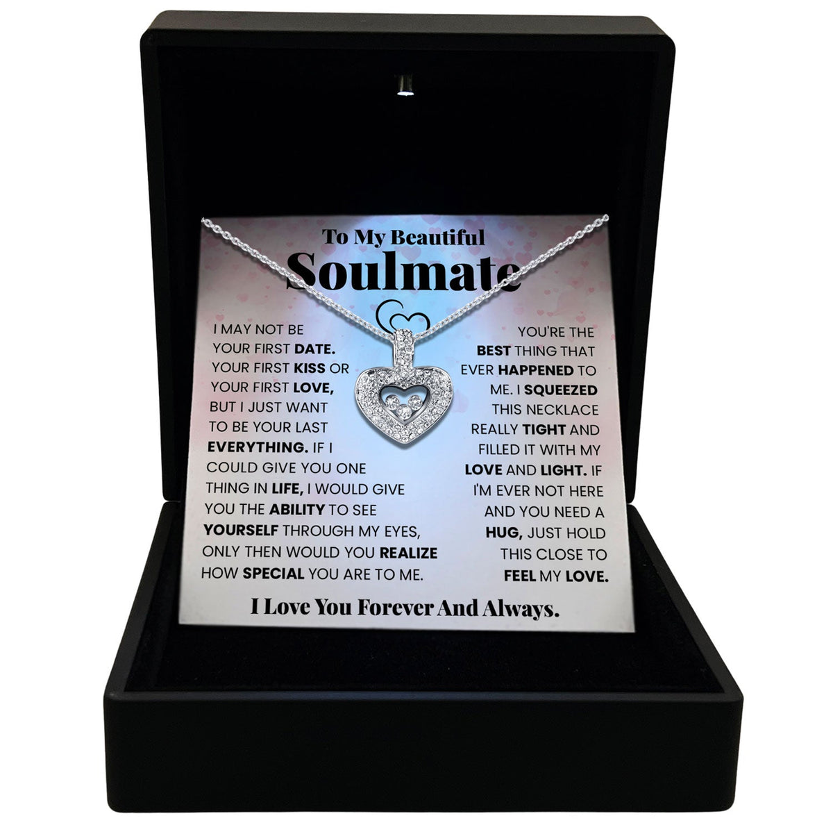 To My Beautiful Soulmate - Love You Forever and Always - Tryndi Floating Heart Necklace-0