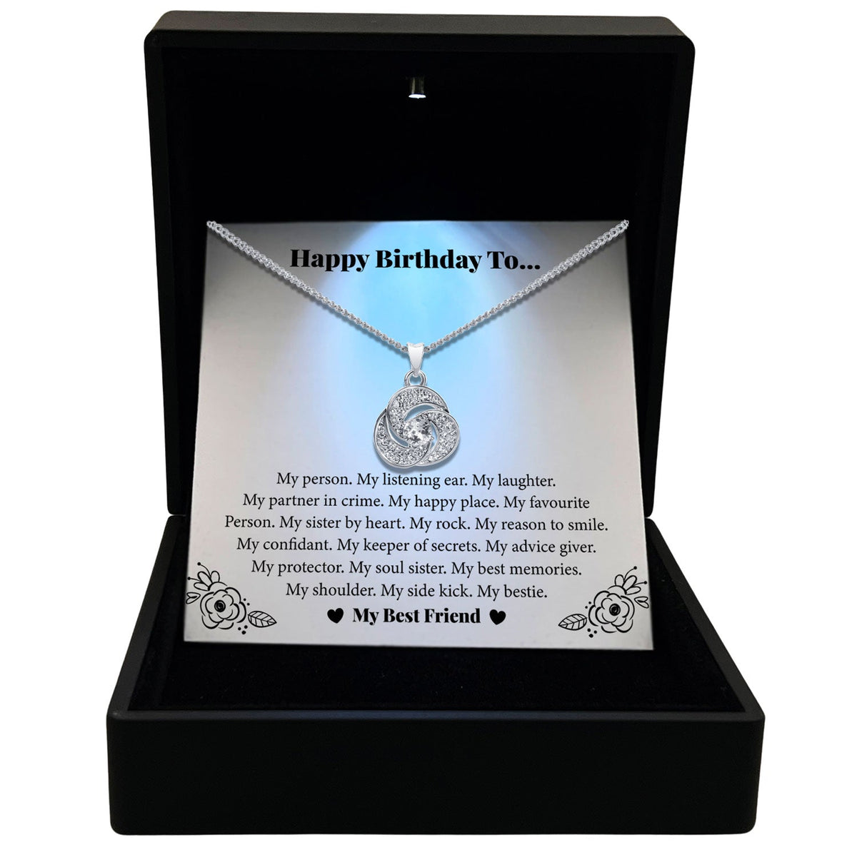 TRYNDI™ To My Bestie Love Knot Necklace With Authentic Swarovski Crystals-0