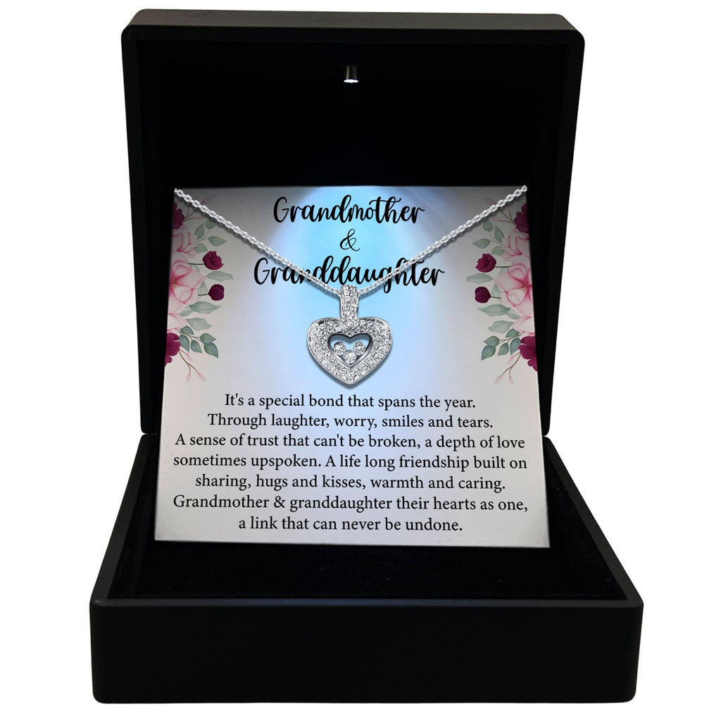 TRYNDI™ To My Grandma Floating Heart Necklace With Authentic Swarovski Crystals-0