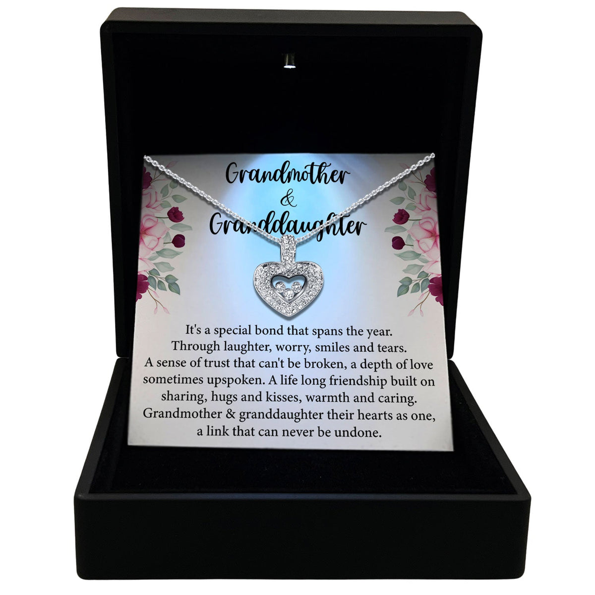 TRYNDI™ To My Grandma Floating Heart Necklace With Authentic Swarovski Crystals-0