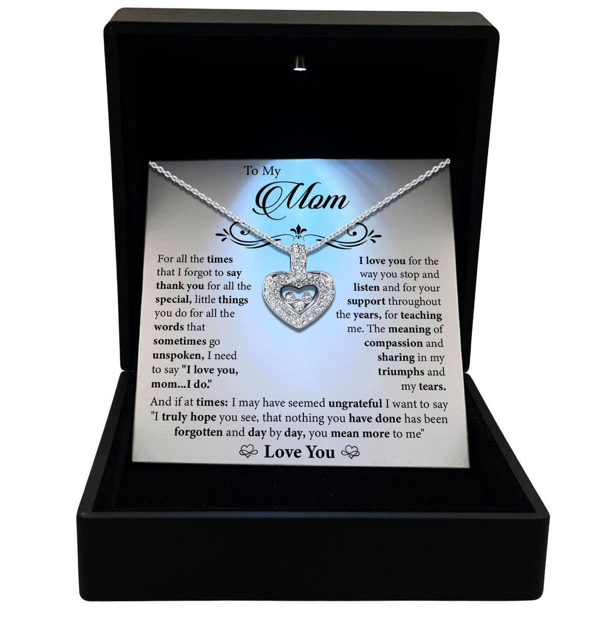 TRYNDI™ To My Mom Floating Heart Necklace With Authentic Swarovski Crystals-0