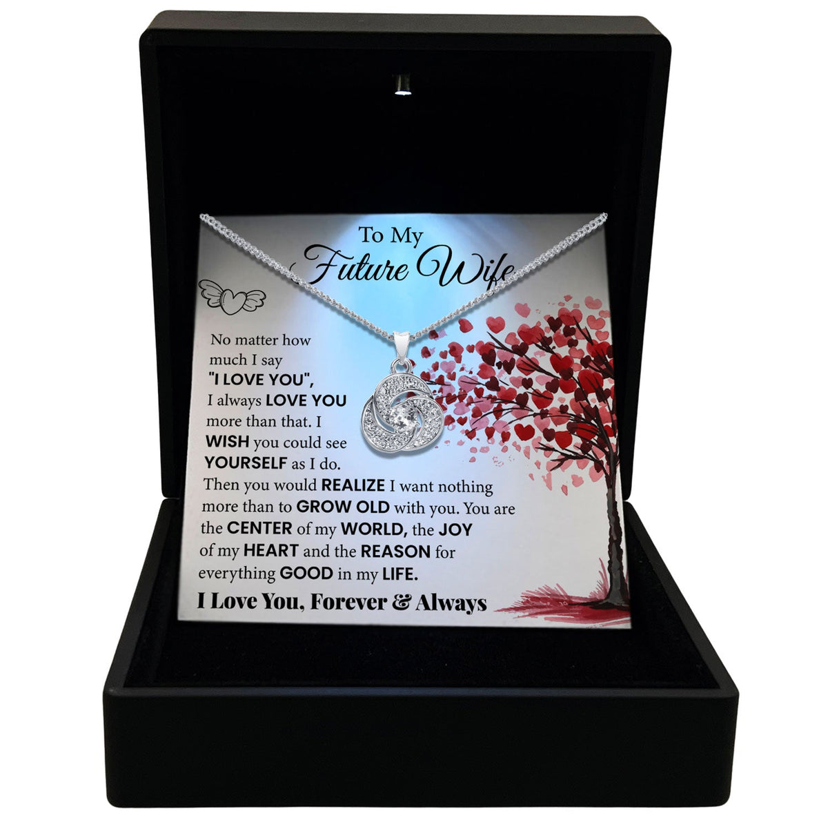 TRYNDI™  To My Future Wife Love Knot Necklace With Authentic Swarovski Crystals-0