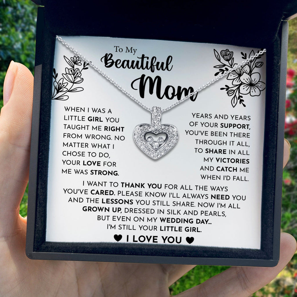 To My Beautiful Mom - Your Love For Me Was Strong - Tryndi Floating Heart Necklace-1