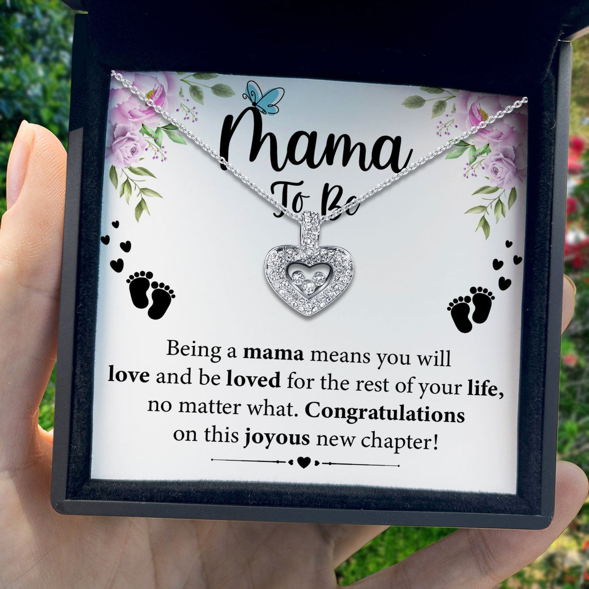 To My Mama To Be - Be Loved For The Rest of Your Life - Tryndi Floating Heart Necklace-1