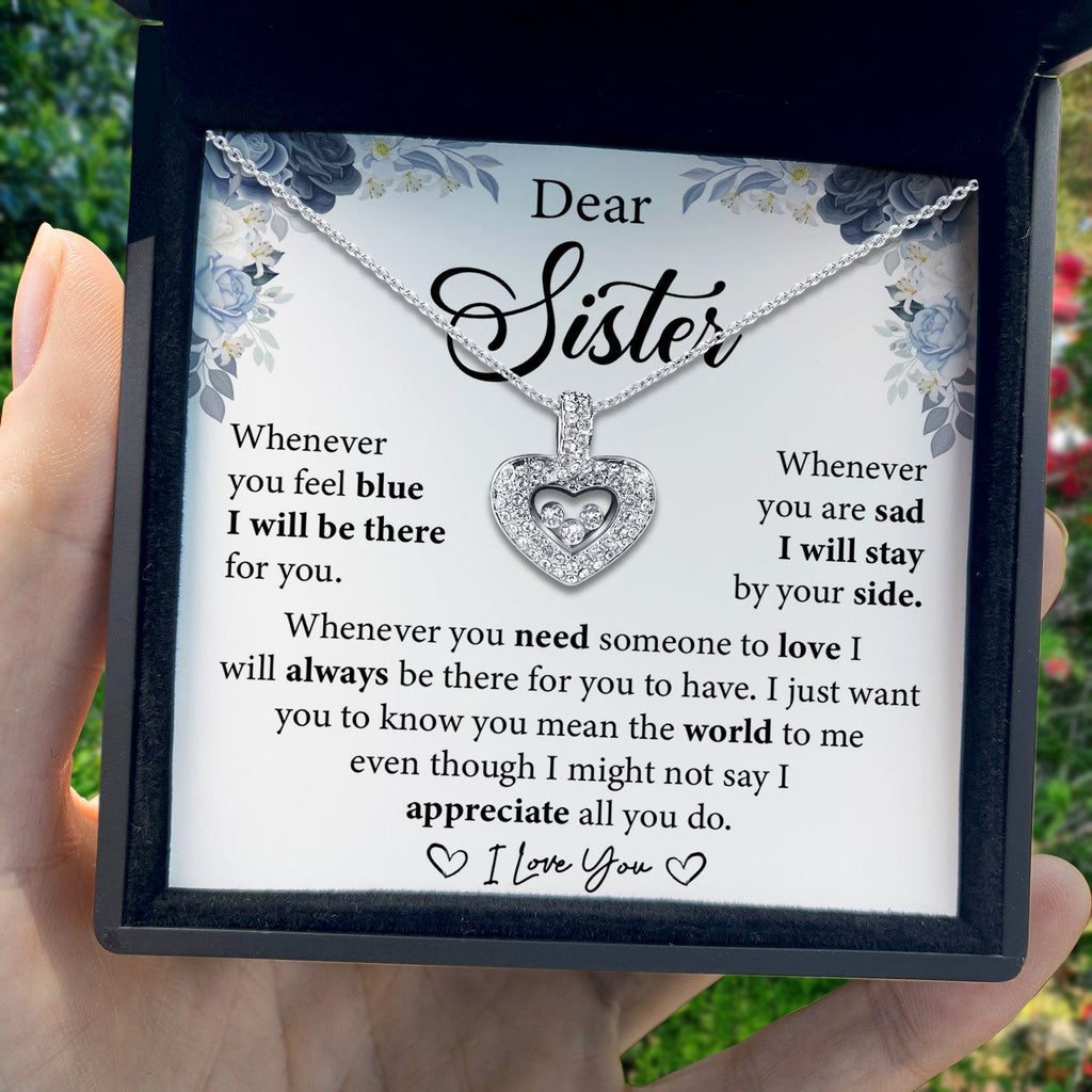 To My Dear Sister - I Appreciate All You Do - Tryndi Floating Heart Necklace-1