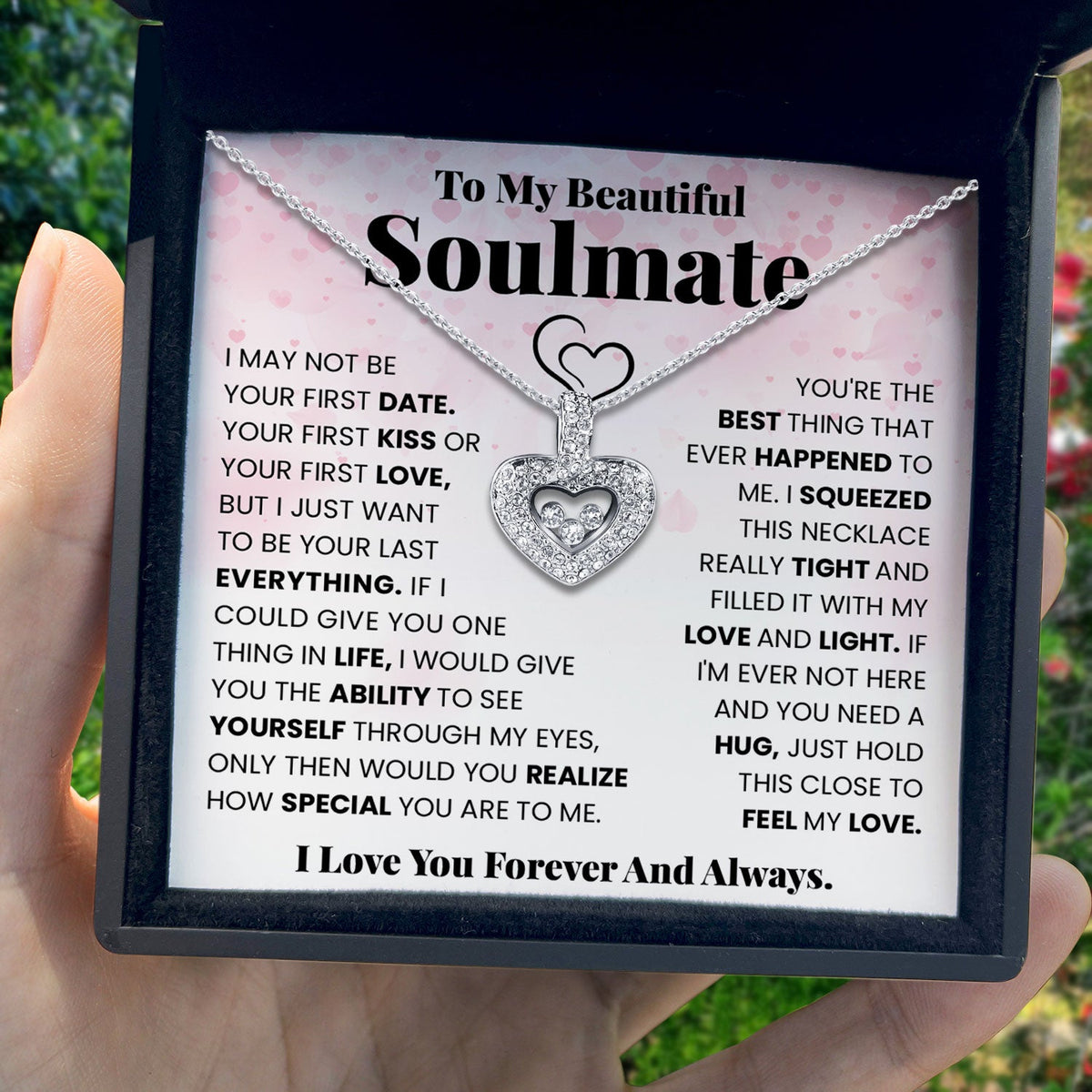 To My Beautiful Soulmate - Love You Forever and Always - Tryndi Floating Heart Necklace-1