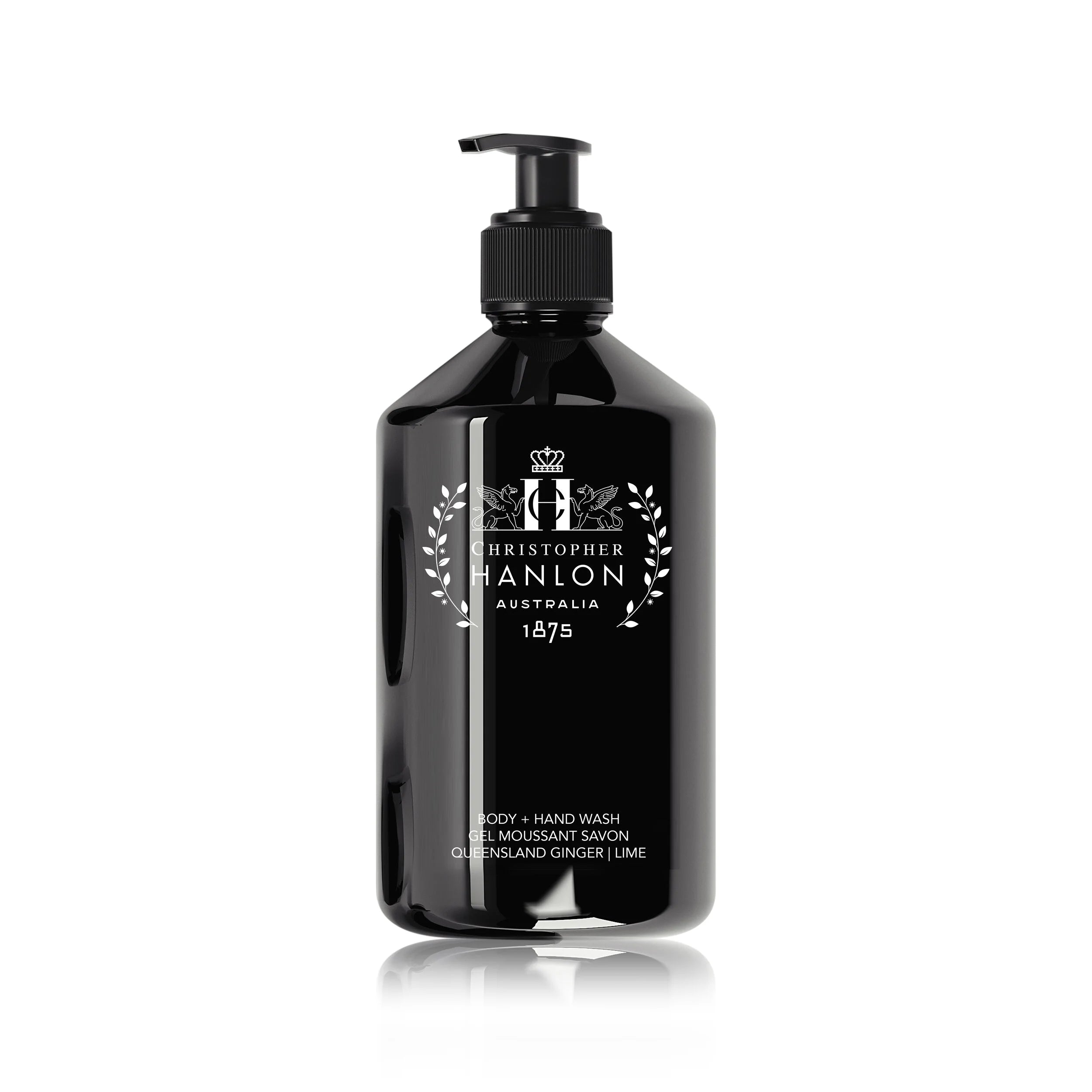 Ginger and lime hand and body wash in an eco-friendly refillable luxury pump bottle — view 2