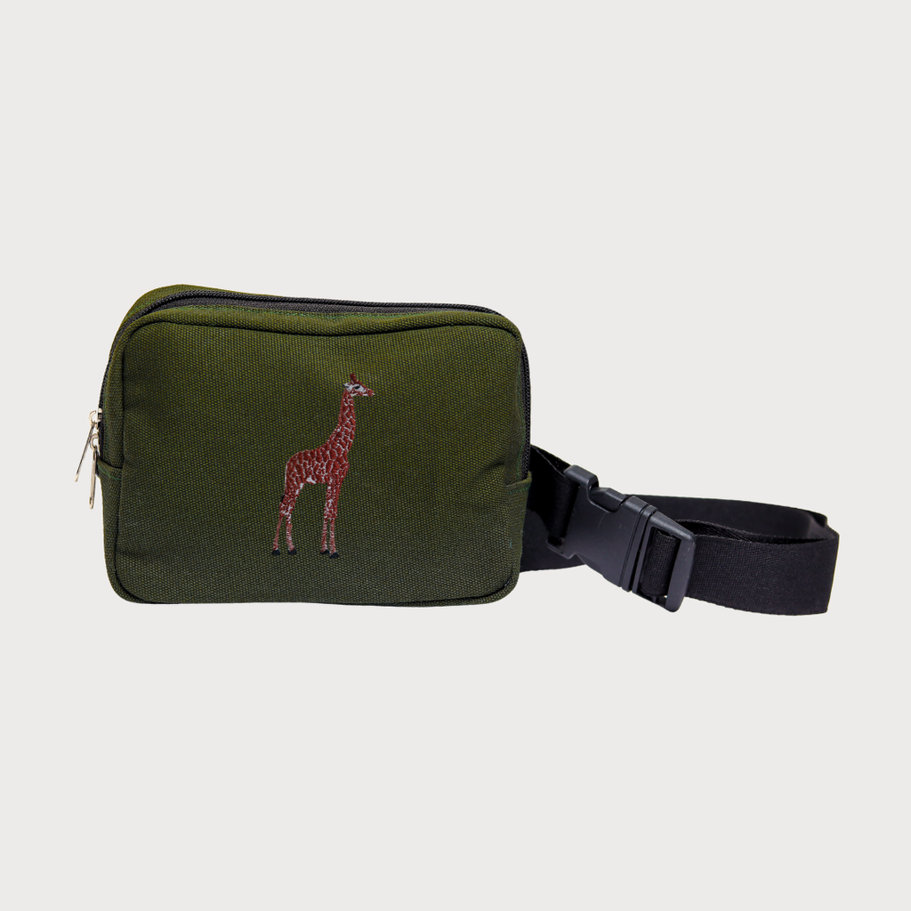 Giraffe Everyday Belt Bag, lightweight handmade Kenyan fanny pack with secure zip and adjustable strap — view 4