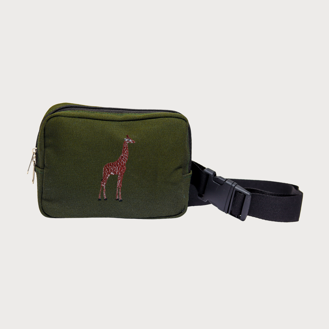 Giraffe Everyday Belt Bag, lightweight handmade Kenyan fanny pack with secure zip and adjustable strap — view 4