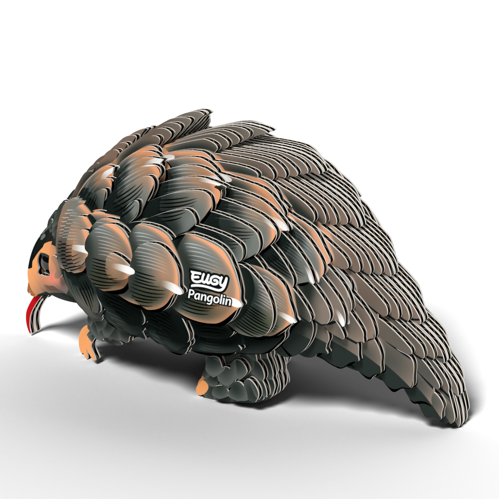 EUGY Pangolin 3D Puzzle made of eco-friendly brown cardboard featuring detailed protective scales — view 5