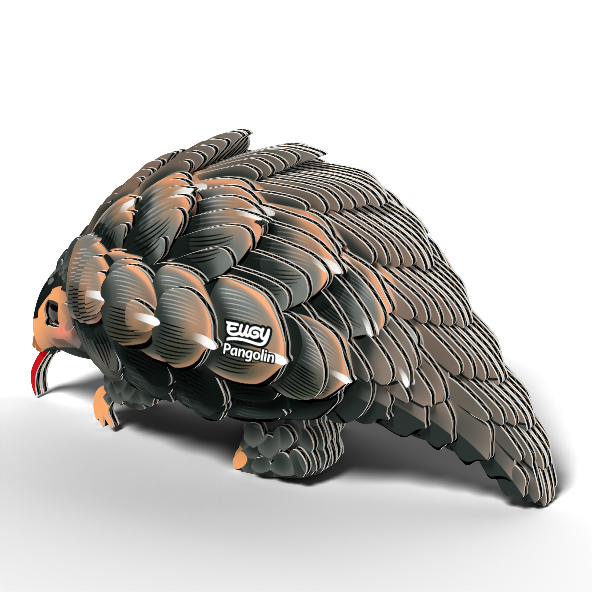 EUGY Pangolin 3D Puzzle made of eco-friendly brown cardboard featuring detailed protective scales — view 5