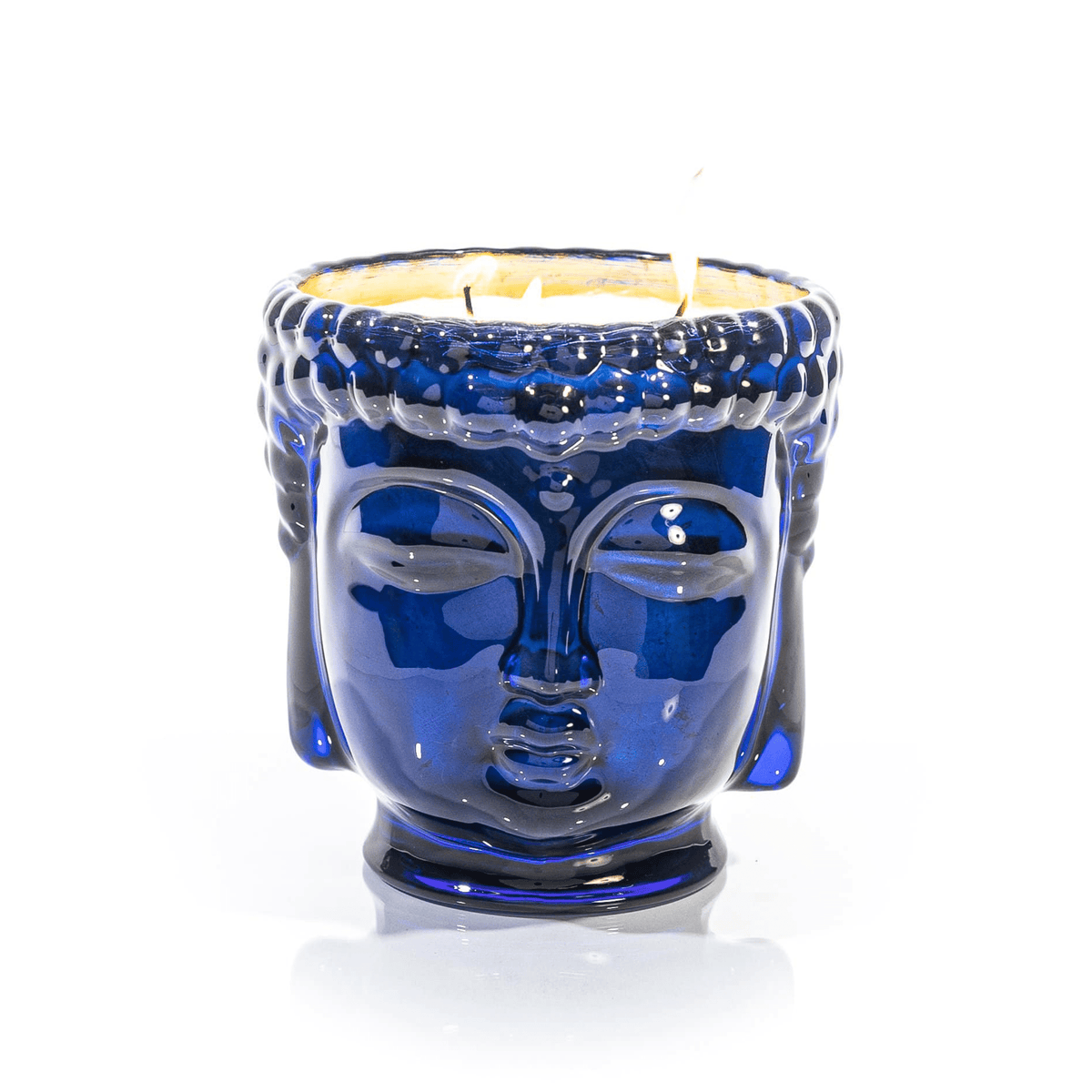 24K Gold Sapphire Blue Glass Buddha Royale Candle-0