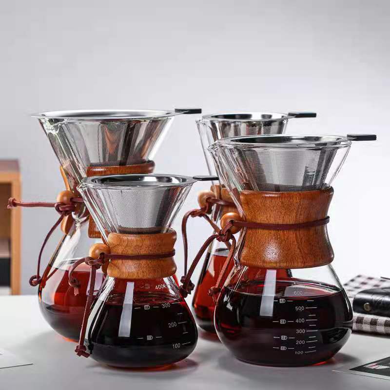 Clear borosilicate glass filter-free manual pour-over drip coffee maker and funnel for home brewing. — view 5