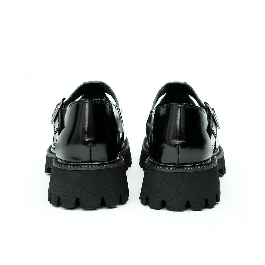 Men's glossy calfskin leather Roman sandals with a breathable cage design and a cushioned traction outsole. — view 5