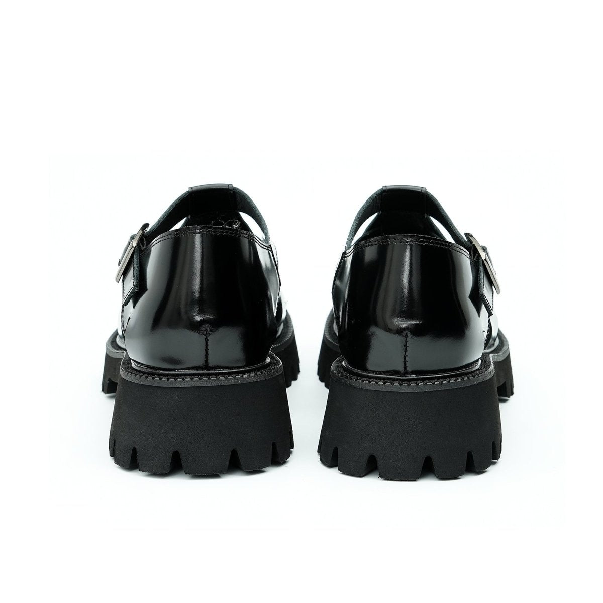 Men's glossy calfskin leather Roman sandals with a breathable cage design and a cushioned traction outsole. — view 5