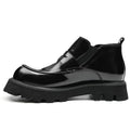 Glossy calfskin leather men's Chelsea boots with refined toe and elastic side panels