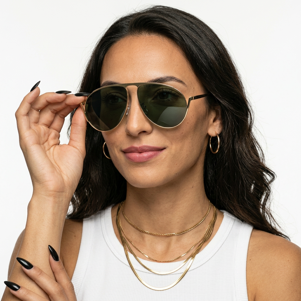 Audacious Gold Metal Pilot Sunglasses-0
