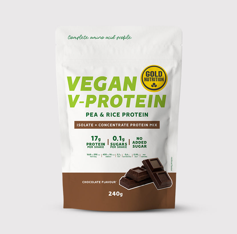GoldNutrition V-Protein vegan plant-based protein powder pouch or tub with pea and rice protein — view 2