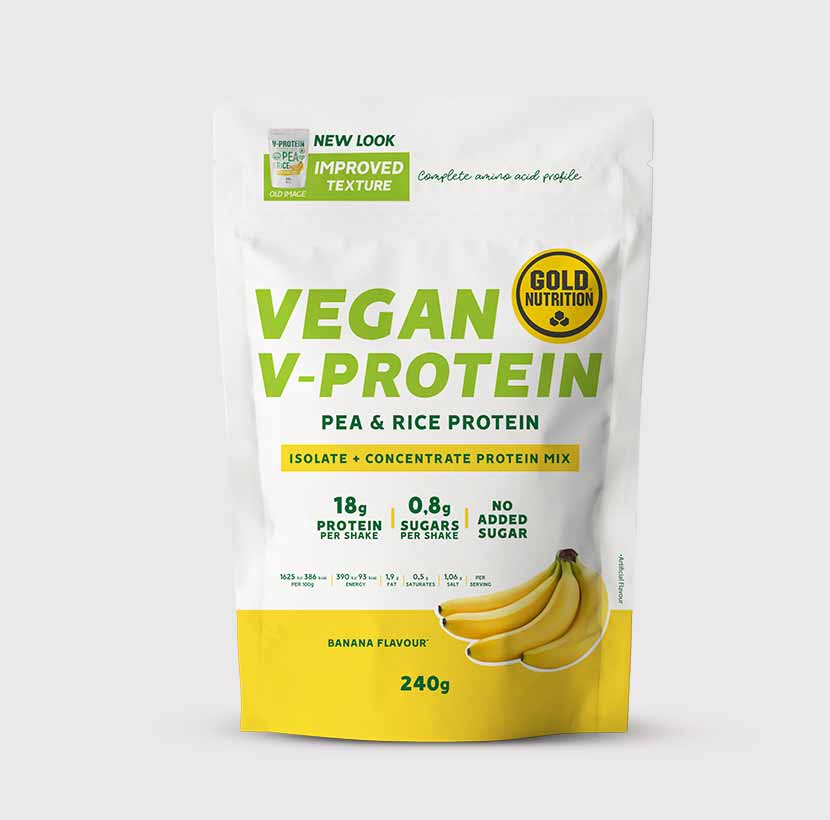 GoldNutrition V-Protein vegan plant-based protein powder pouch or tub with pea and rice protein — view 4