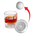 Golf ball whiskey glasses set of two clear tumblers with textured base design.