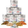 Gourmet BBQ seasoning set six pack magnetic spice tins for burgers and fries grilling essentials