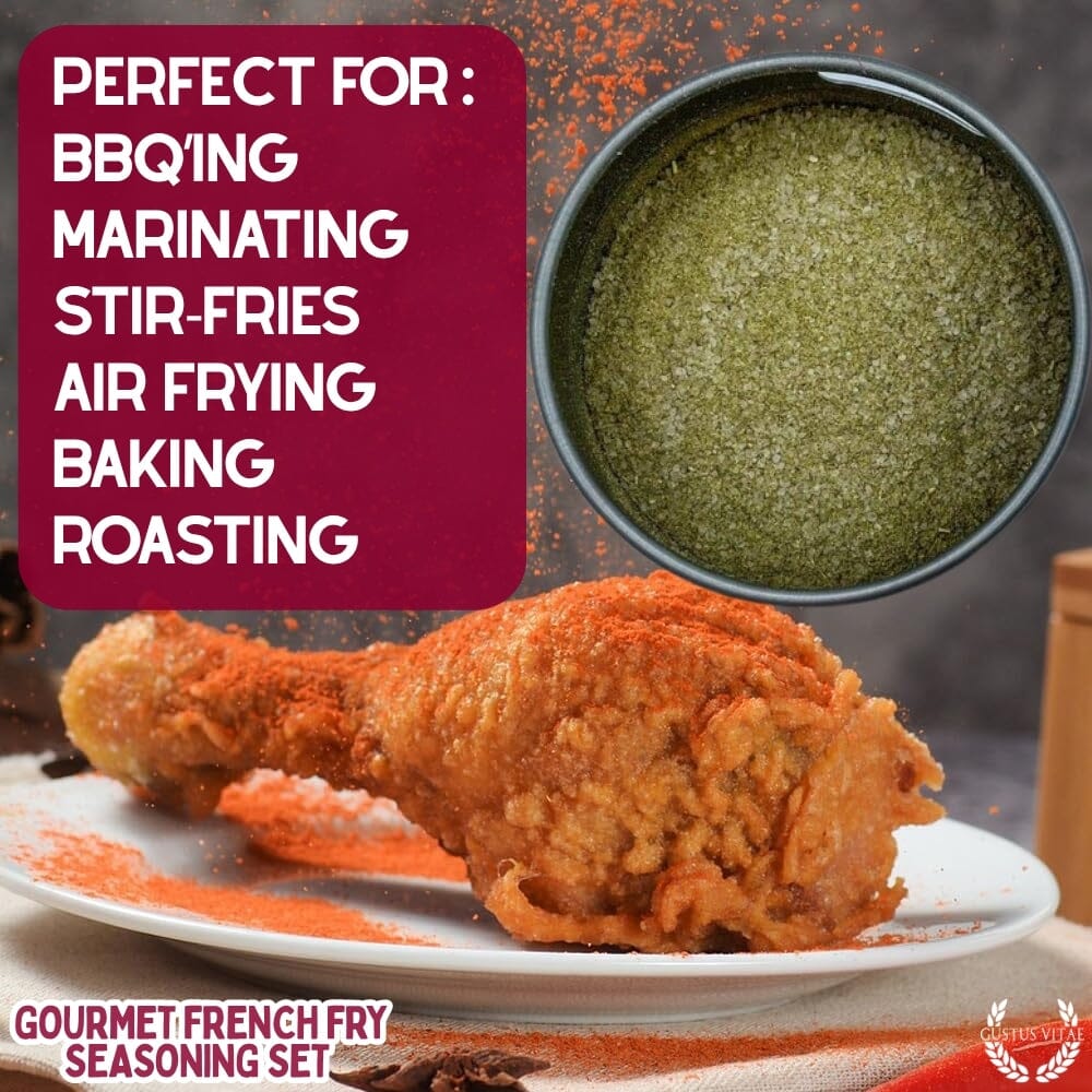 Six pack of gourmet french fry seasoning blends in magnetic tins for cooking and snacking — view 5