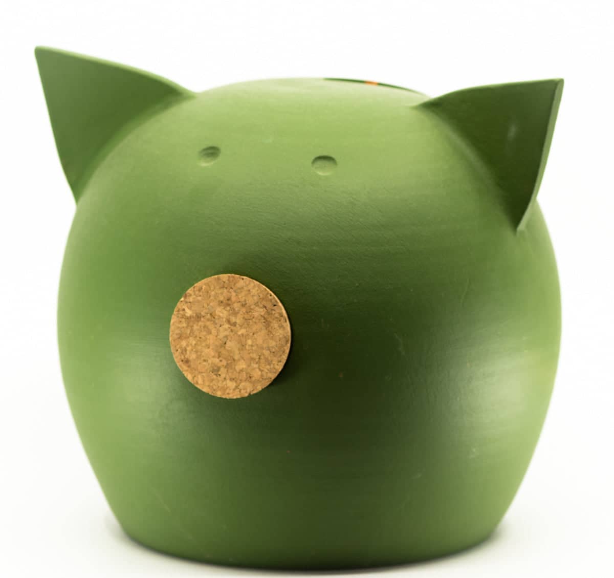 Matte black ceramic blackboard piggy bank featuring a natural cork snout for tracking savings goals. — view 4