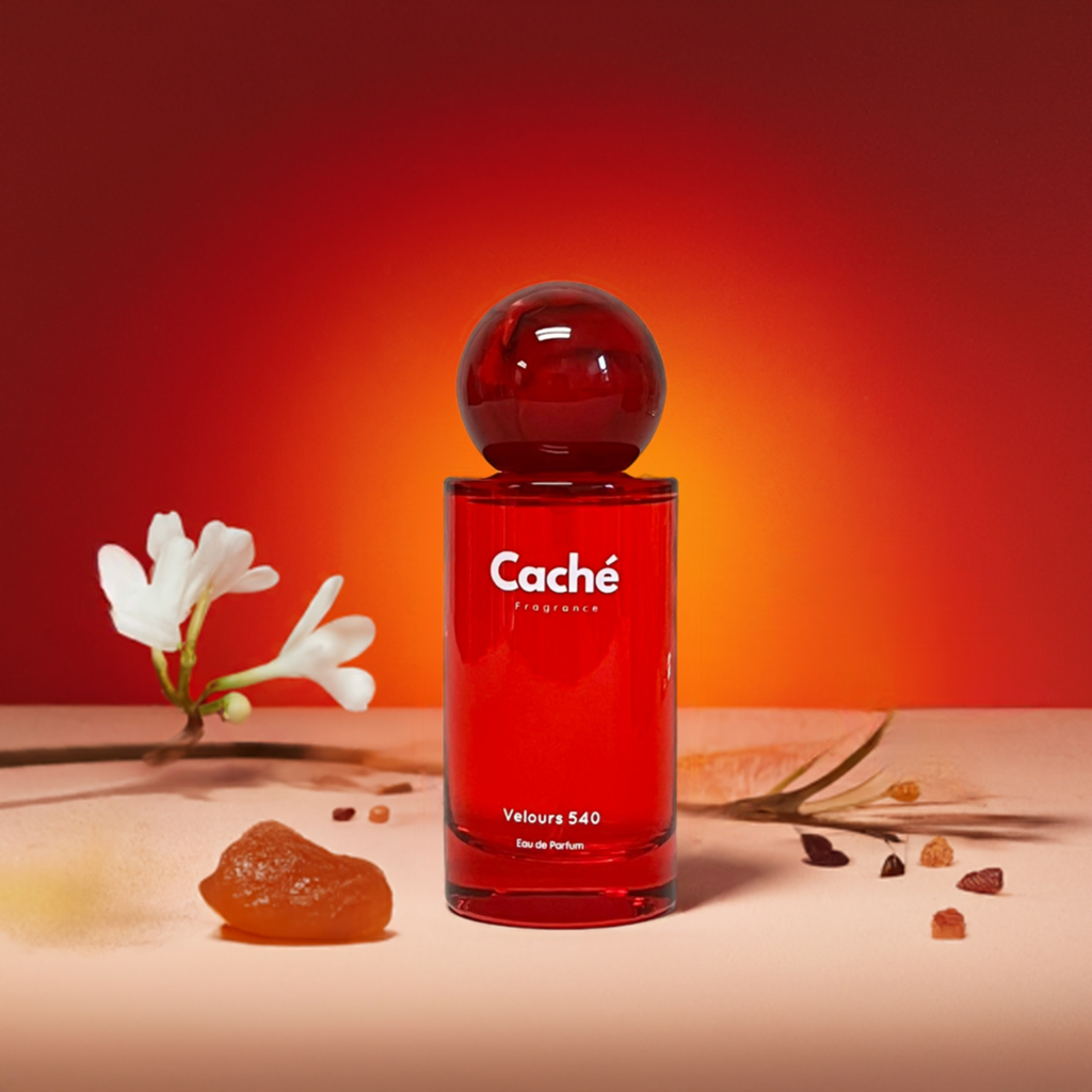 Caché Velours 540 unisex eau de parfum 50ml glass bottle with warm golden amber liquid — view 3