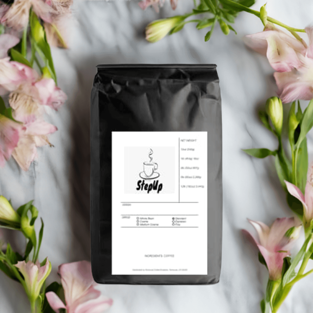 Bag of blonde espresso whole bean coffee featuring a light roast profile for home baristas