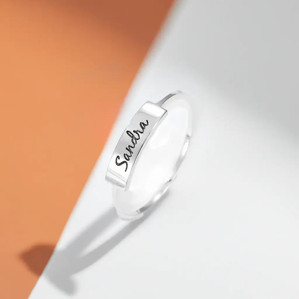 Personalized Full Silver Name-1 Ring in polished S925 sterling silver custom jewelry — view 2