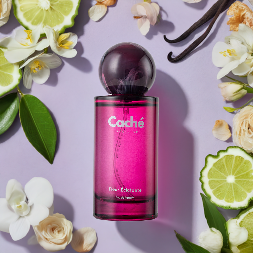 Caché Fleur Éclatante 50ml glass perfume bottle showcasing vibrant floral women's fragrance — view 5