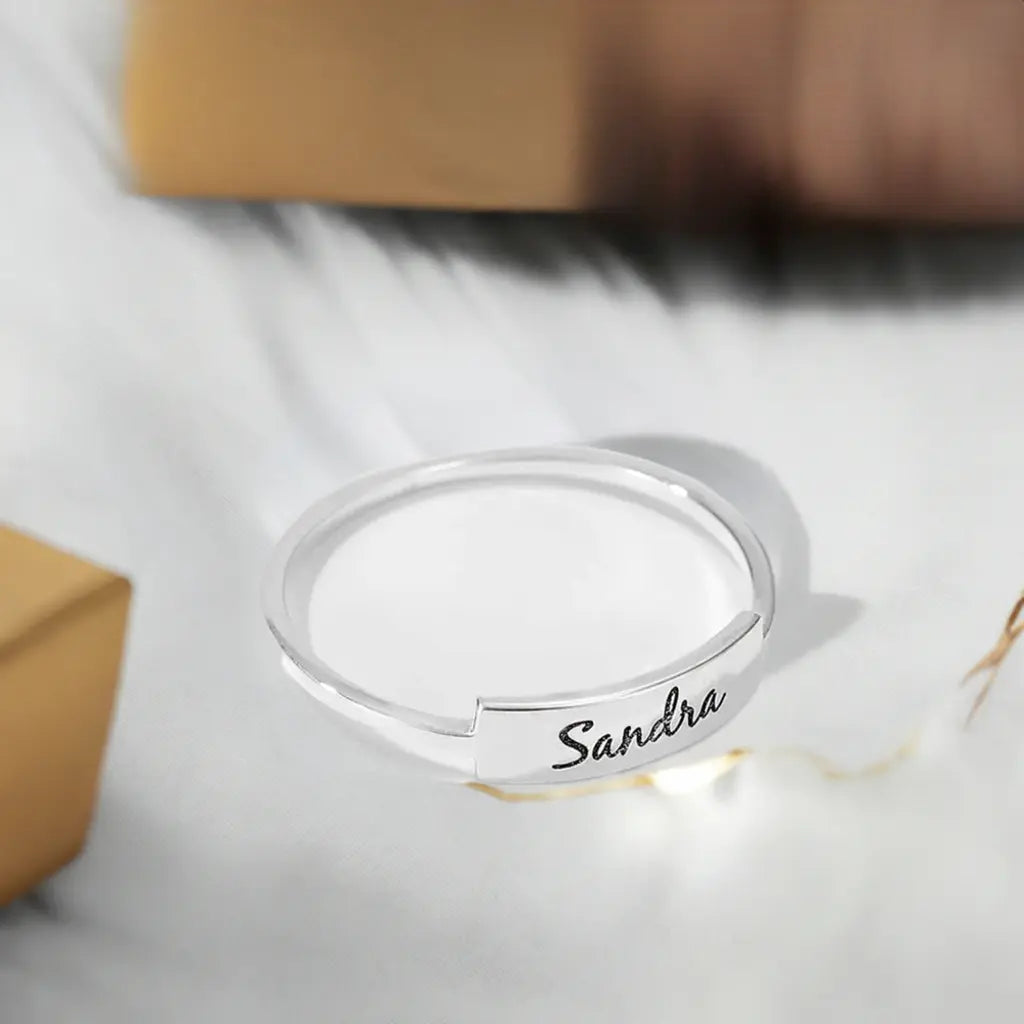 Personalized Full Silver Name-1 Ring in polished S925 sterling silver custom jewelry — view 4