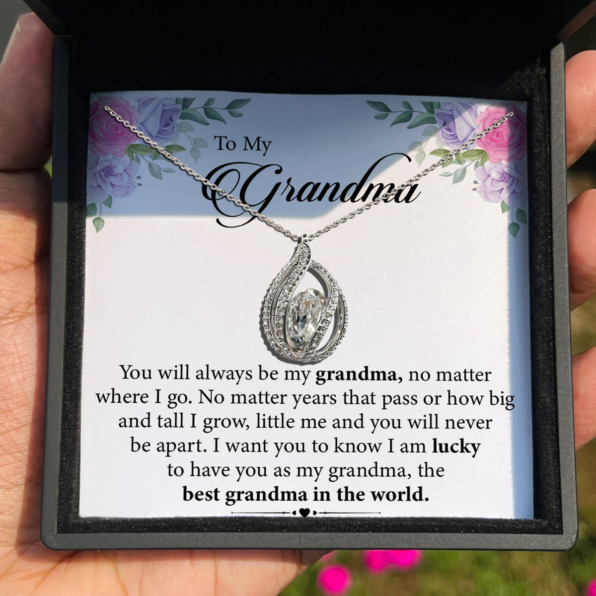TRYNDI™ To My Grandma Birdcage Necklace With Authentic Swarovski Crystals-1