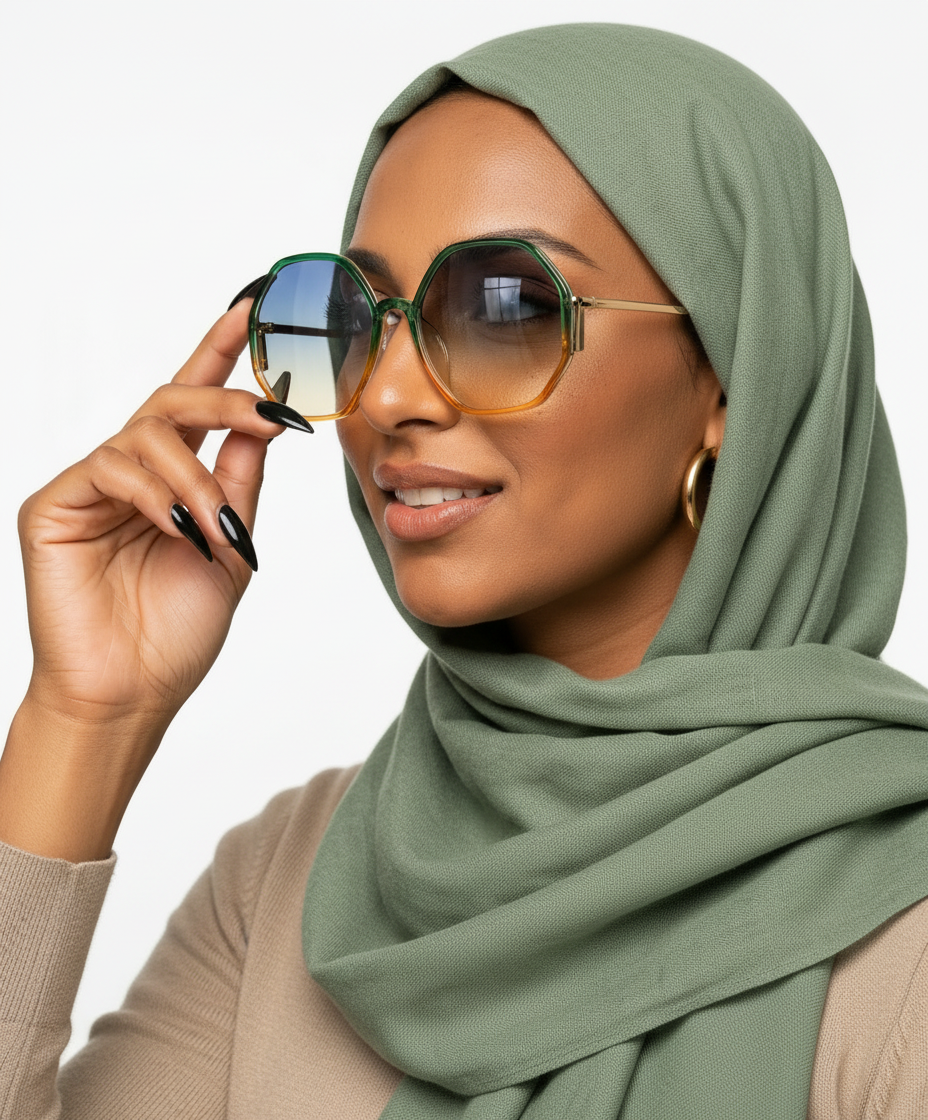 Vibrant Hexagon Gradient Sunglasses-0