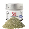 Vibrant Green Tea Sea Salt blended with matcha powder in a magnetic round spice tin