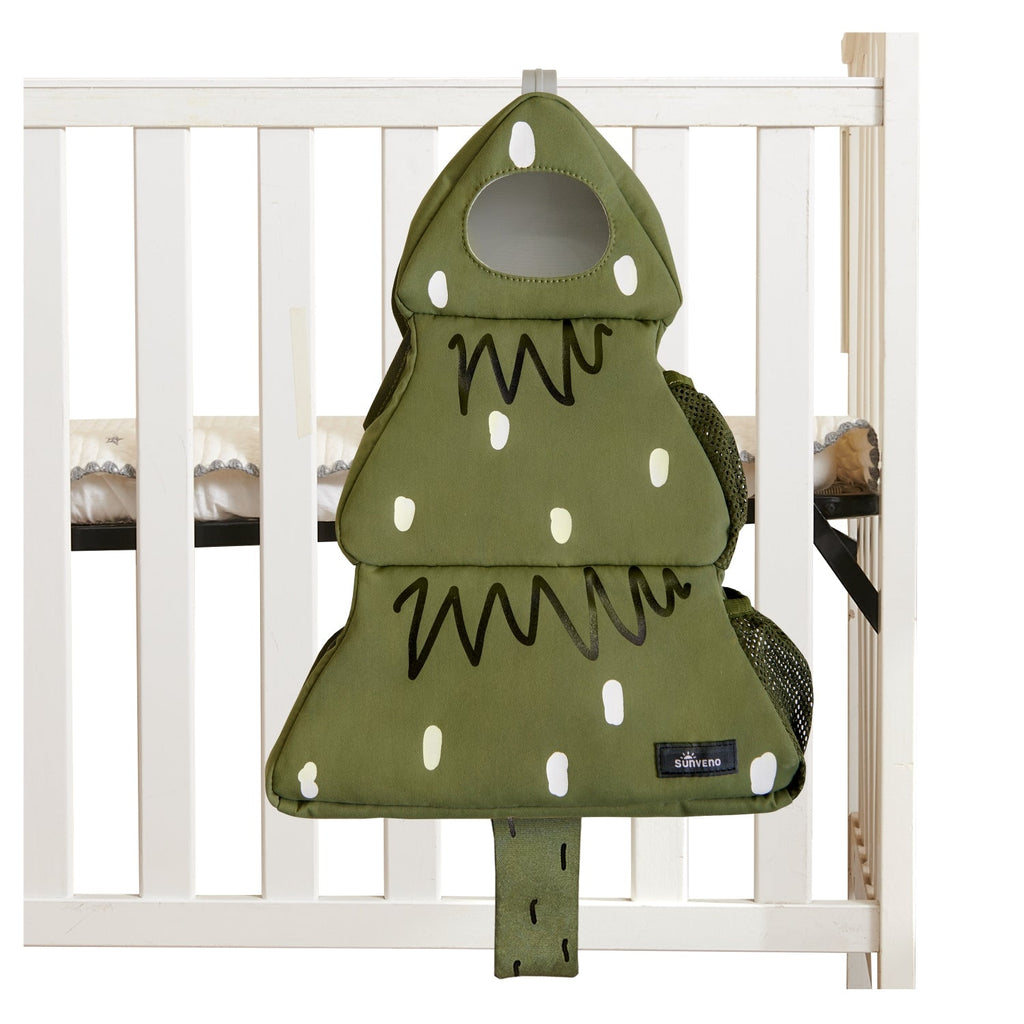Cozy buddy crib organizer hanging caddy with mesh pockets and sturdy clips for baby essentials.