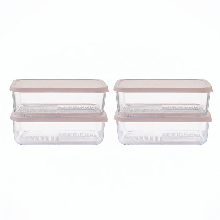 Container Culture 8-Piece Airtight Glass Food Storage Containers with Lids, 4 x 57.5oz - Berry Blush