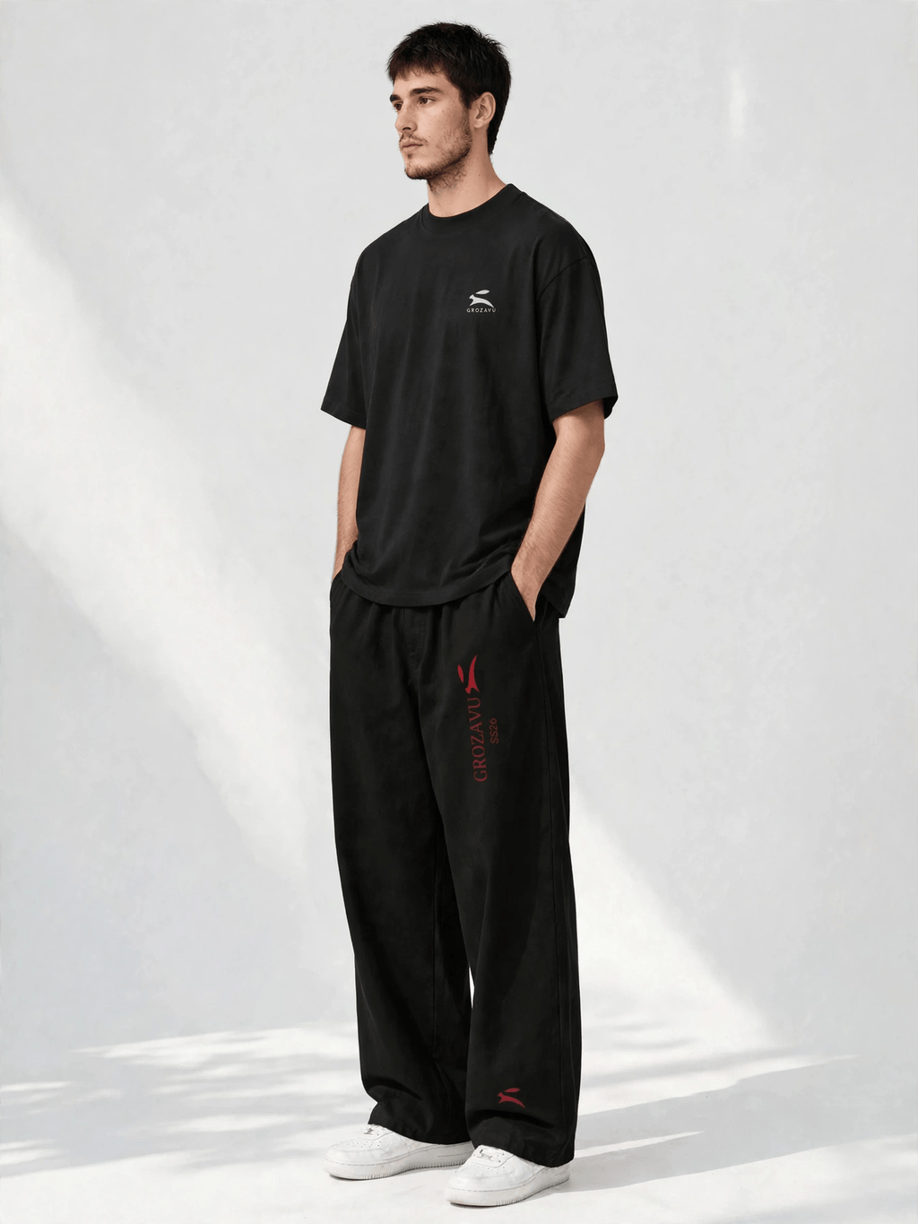 SS26 Wide-Leg Pants — Deep Red Mark-2