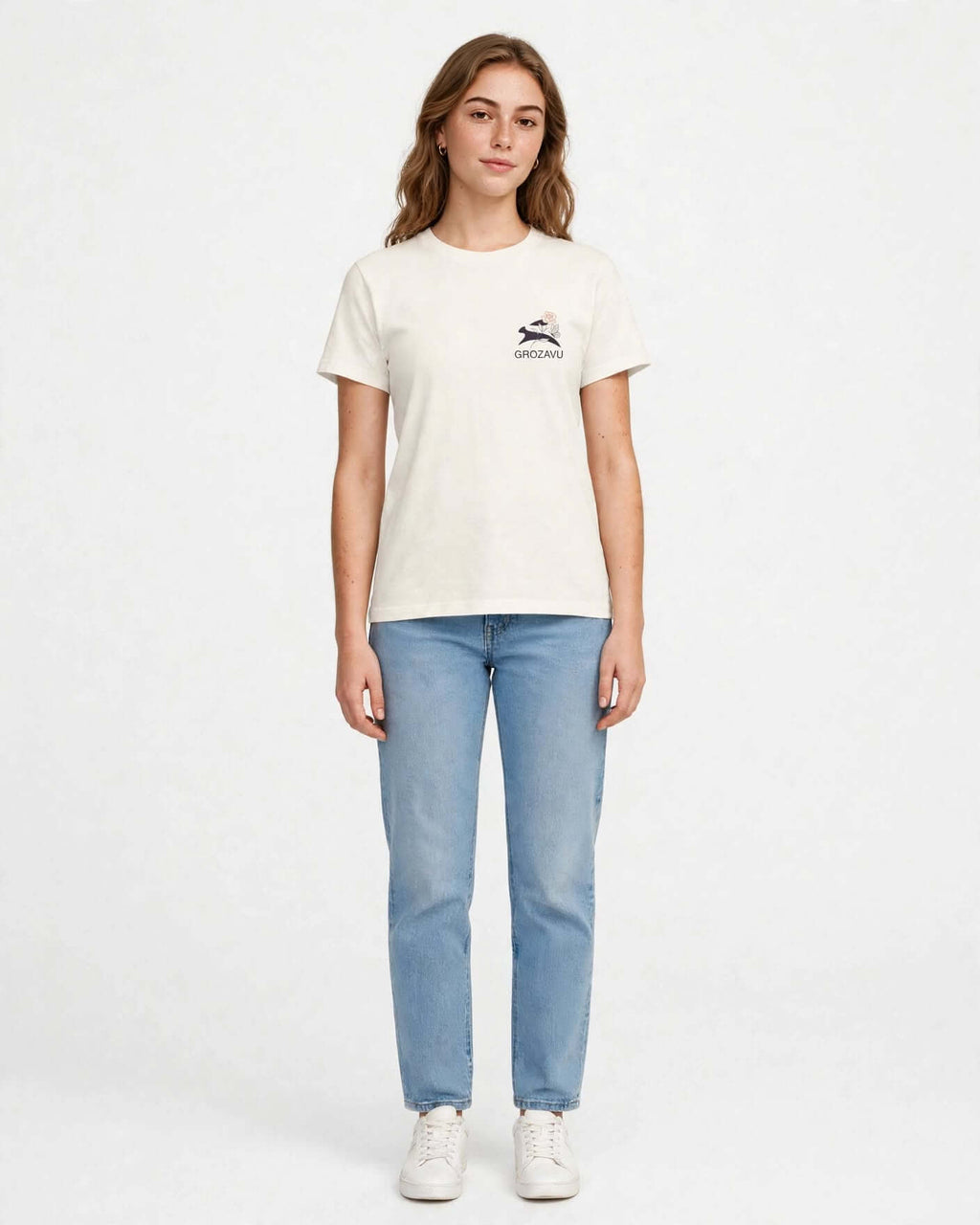 Straight-Cut Tee — Natural & White-1