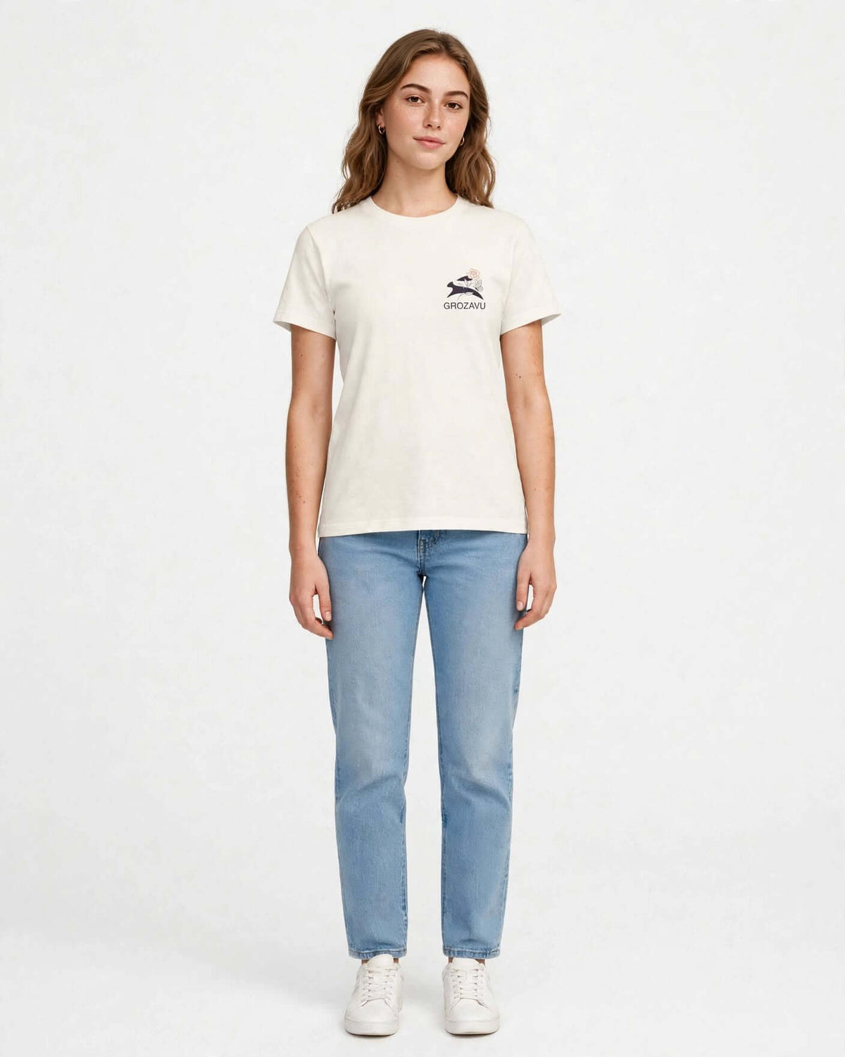 Straight-Cut Tee — Natural & White-1
