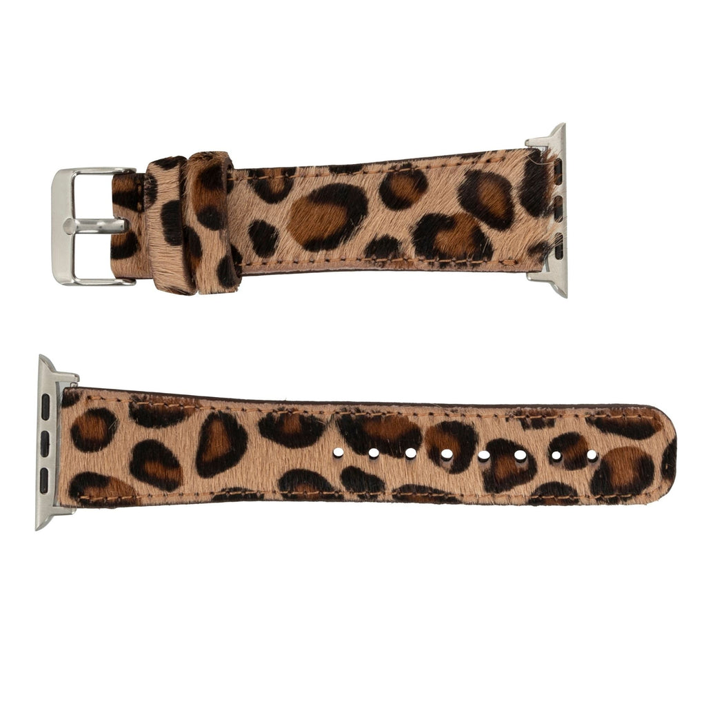 Guernsey leather Apple Watch band in a premium finish attached to a modern smartwatch case — view 4