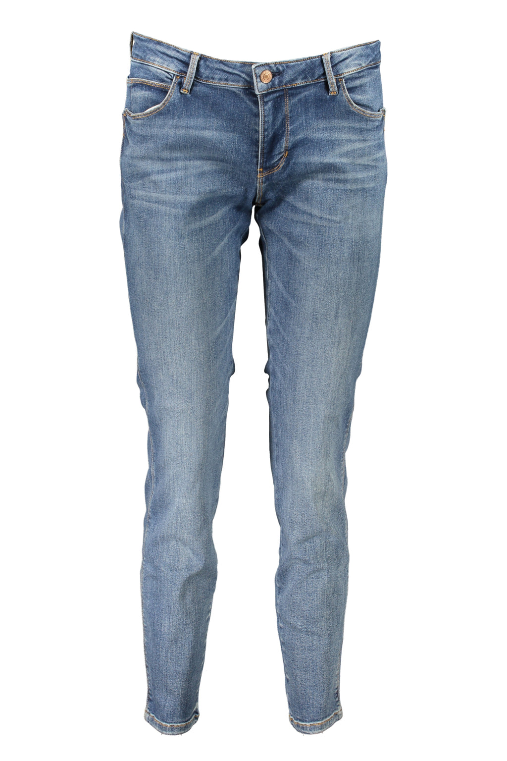 Women's blue skinny jeans made of organic cotton with a washed effect and five pockets