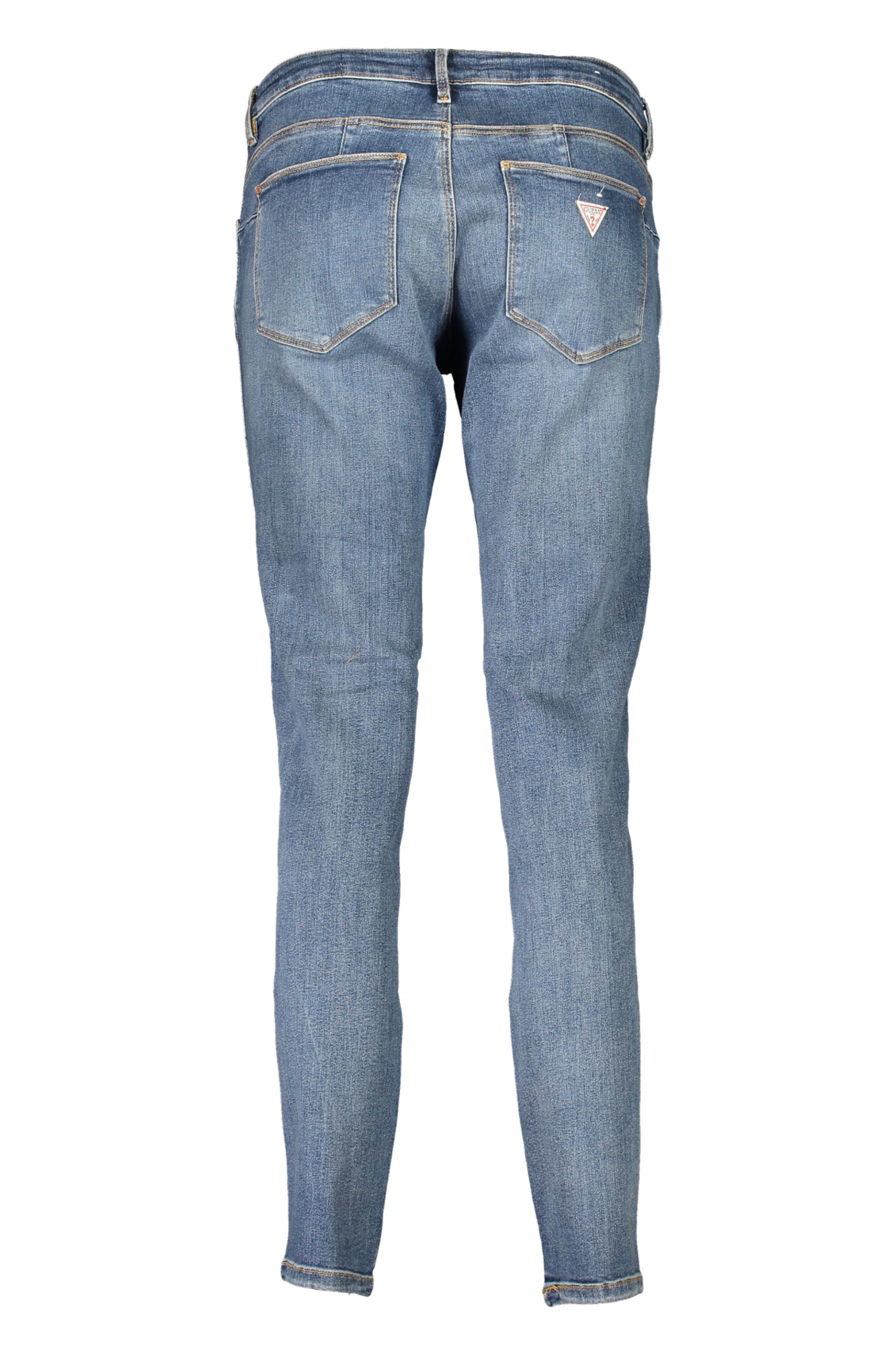 Women's blue skinny jeans made of organic cotton with a washed effect and five pockets — view 2